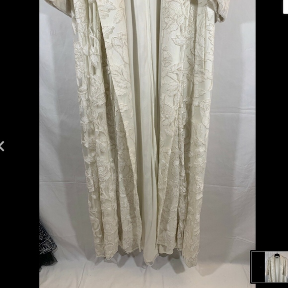 NEW $788 Tadashi Saga Embroidered Lace‎ Covering Robe in Ivory [SZ M/L ] - Picture 5 of 8